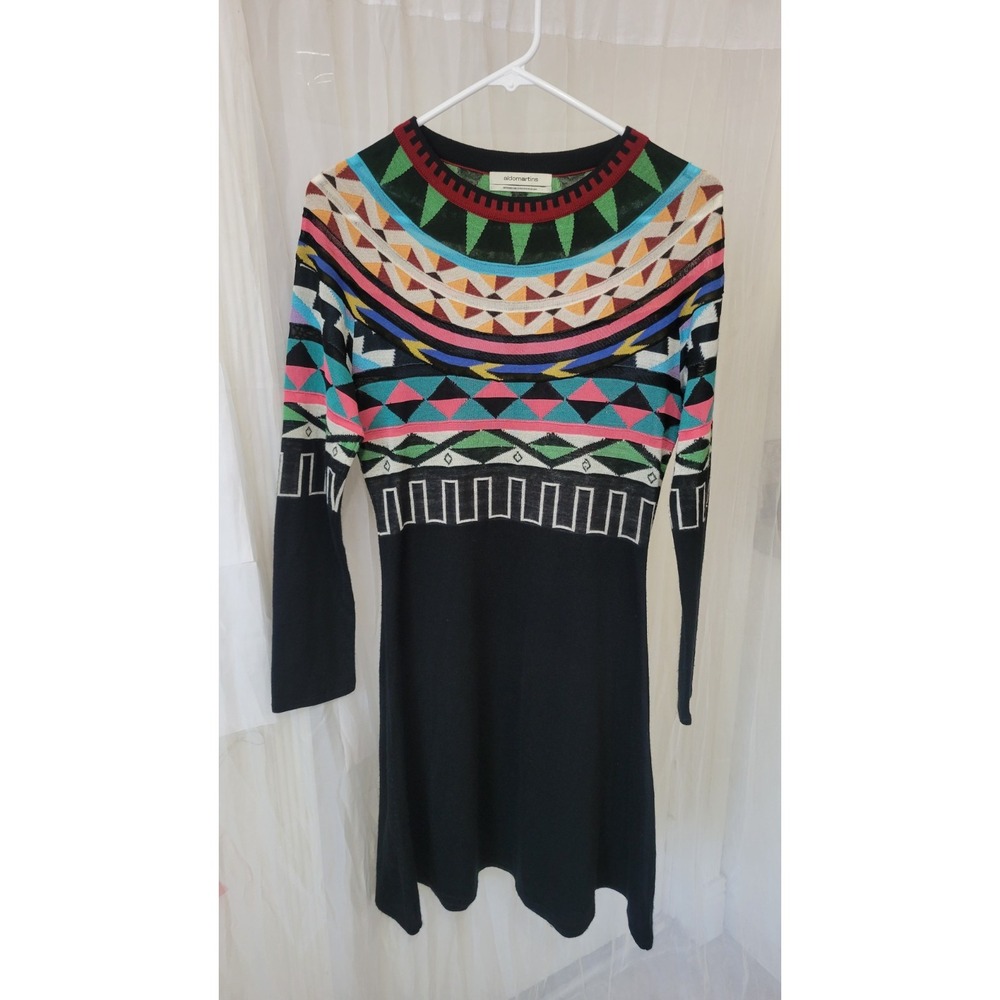 Anthropologie Aldomartins Lucerne Sweater Dress Size Medium Geometric Multicolor